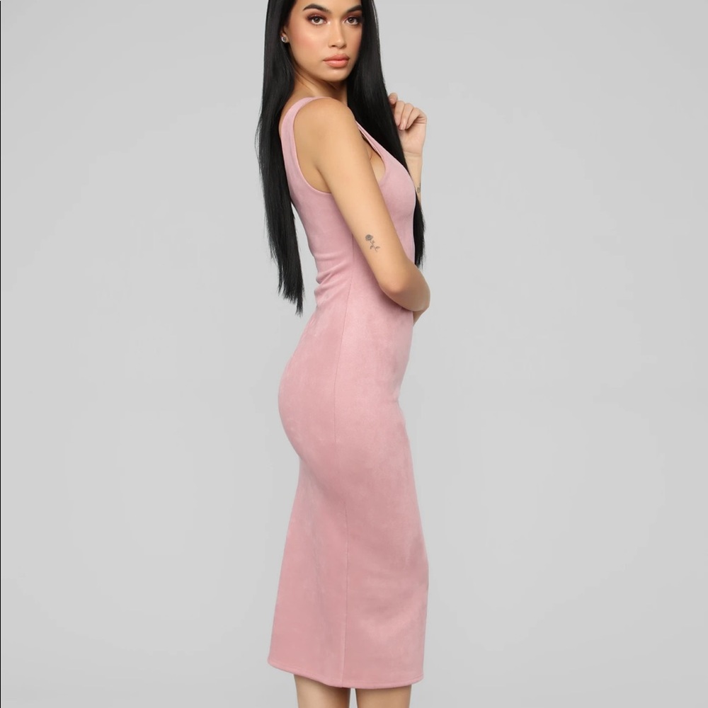 Fashion Nova Mauve Faux Suede Midi Dress
